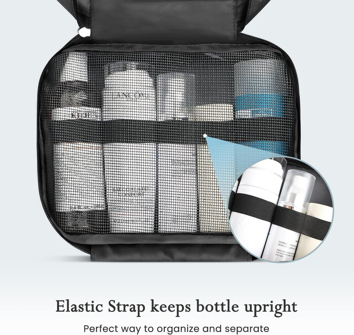Mens Travel Toiletry Bag, Maxchange Hanging Toiletry Bag | Foldable Bathroom Kit with 6.8L Capacity for Men/Women | 4 Layers Portable Waterproof Mens Hygiene Bag | Travel Bathroom Organizer (Black)