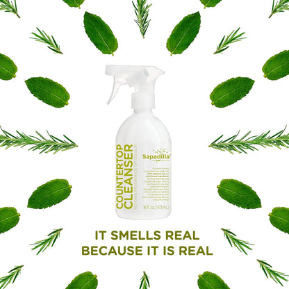 Sapadilla Multi-Surface Countertop Spray - Rosemary + Peppermint - Made with 100% Pure Essential Oil Blends, Multi-Purpose Household Cleaner, Aromatic, Plant Based, Biodegradable, 16 Ounce (Pack of 1)