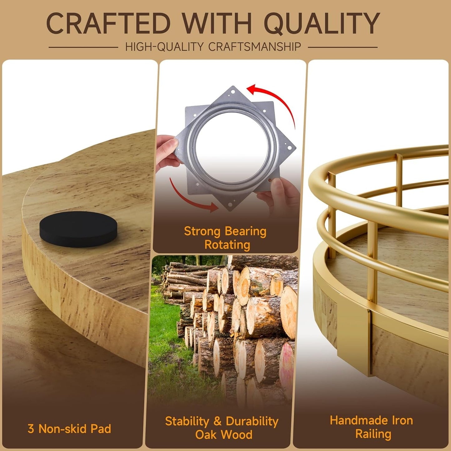 Farmhouse Oak 12" Lazy Susan Turntable Organizer for Cabinet, Round Wooden Lazy Susan Organization and Storage for Dining Table, Pantry, Kitchen, Countertop, Cupboard,Home Decor