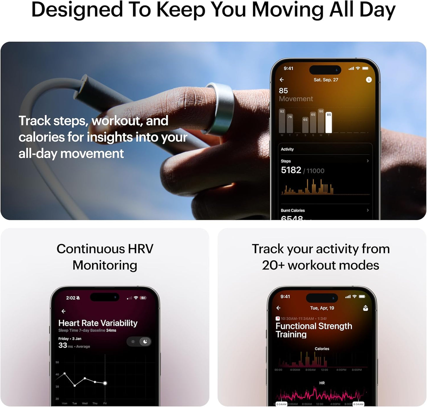 Ultrahuman Ring AIR-Smart Ring Activity Tracker, Size First with Ultrahuman Sizing Kit,Sleep Tracker,Smart Ring for Men/Women,Fitness Tracker
