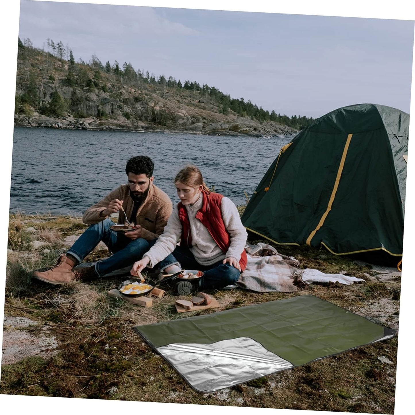 Parliky Survival Warm Blanket Emergency Blanket for Camping Thicken Picnic Place Mat Insulated Tent Awning Lightweight Portable