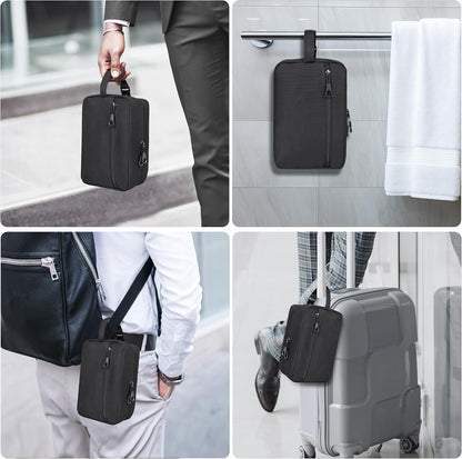 HILOMON Toiletry Bag for Men, YKK Zippers Hanging Bathroom Shower Hygiene Bag with Metal XXL Swivel Hook, Big Comparment, Waterproof for Travel Accessories