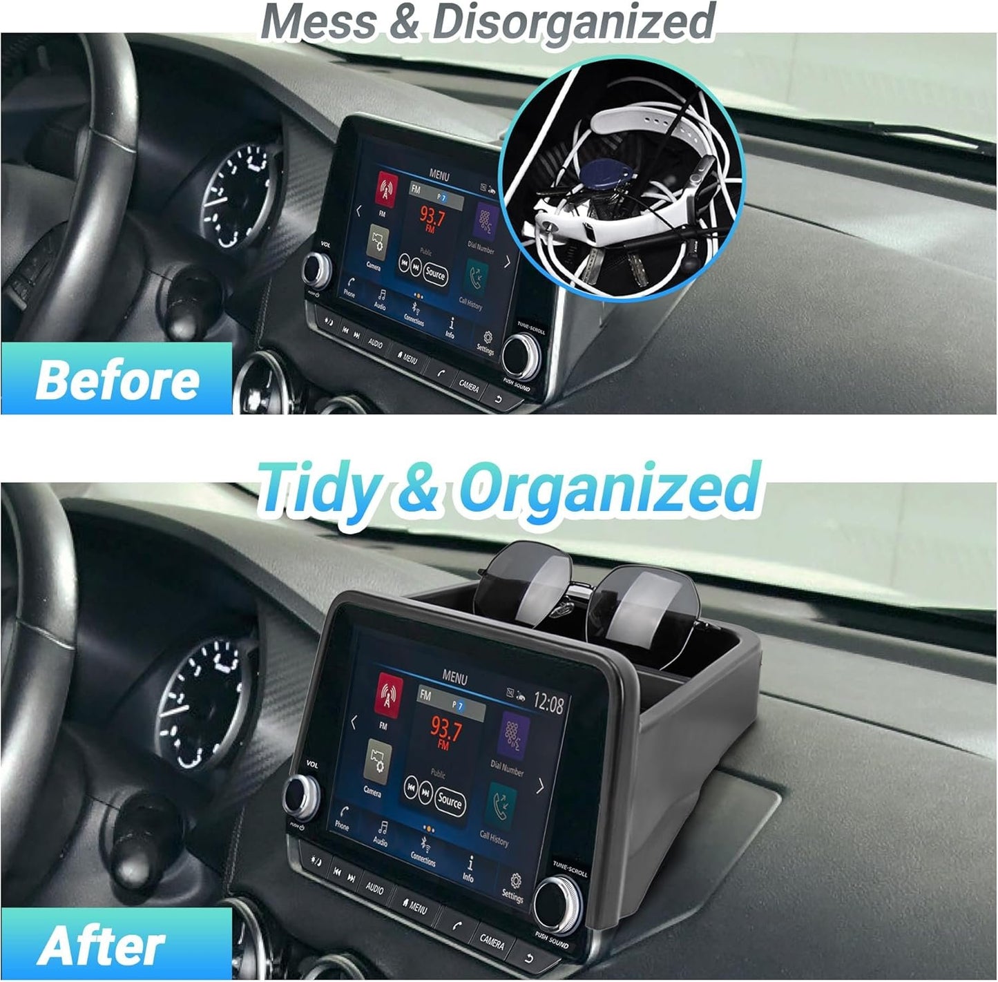 Sinminou Center Console Organizer Dashboard Tray Compatible With 2020-2025 Nissan Sentra Interior Accessories, Dashboard Storage Organizer Box, Only fits 8-inch screen
