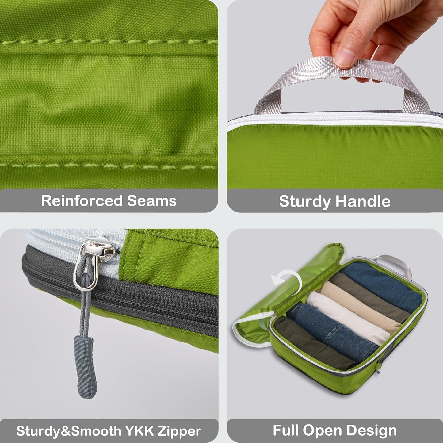 Cipway Compressor Organizer Suitcase, Expandable Travel Bag, Ultralight Space-Saving Travel Organizer for Clothes for Backpacks or Hand Luggage (Green, 8 Pieces)