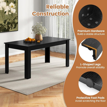 Giantex Dining Table for 6-8, Wood Rectangular Table, 63" L x 31.5" W x 30" H Large Farmhouse Center Table, Home Furniture Kitchen Table, Modern Dining Room Table, Supporting for 330LBS, Black