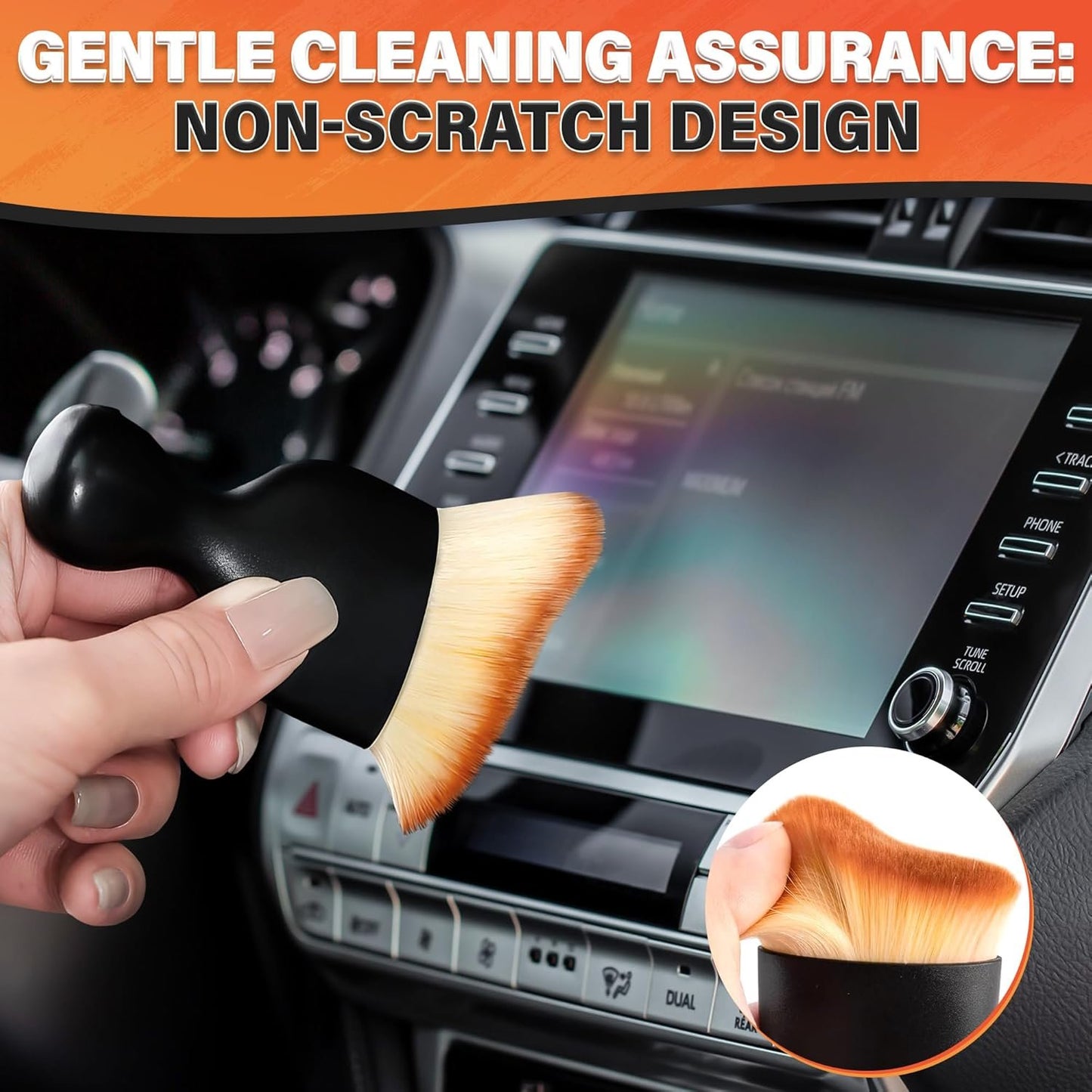 3 Pcs Car Detailing Brush Set – Cleaning Brush Interior Kit with Soft Bristles | Detail Brushes with Transparent Cases, Sturdy Plastic Handle – Waterproof Auto Detailing Brushes for Versatile Use