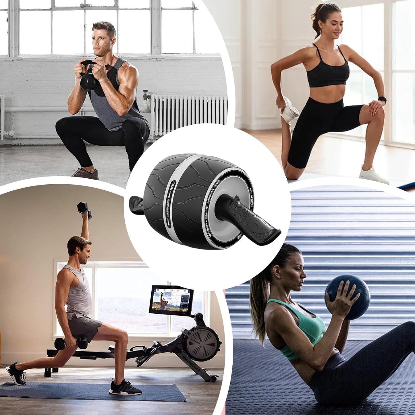 Abdominal Muscle Wheel, Workout Ab Wheel Double Wheel Trainer, 5.12x6.69x15.75 inches Compact Non-Slip Core Strength Tool, Ergonomic Home Gym Fitness Gear for Athletes Use