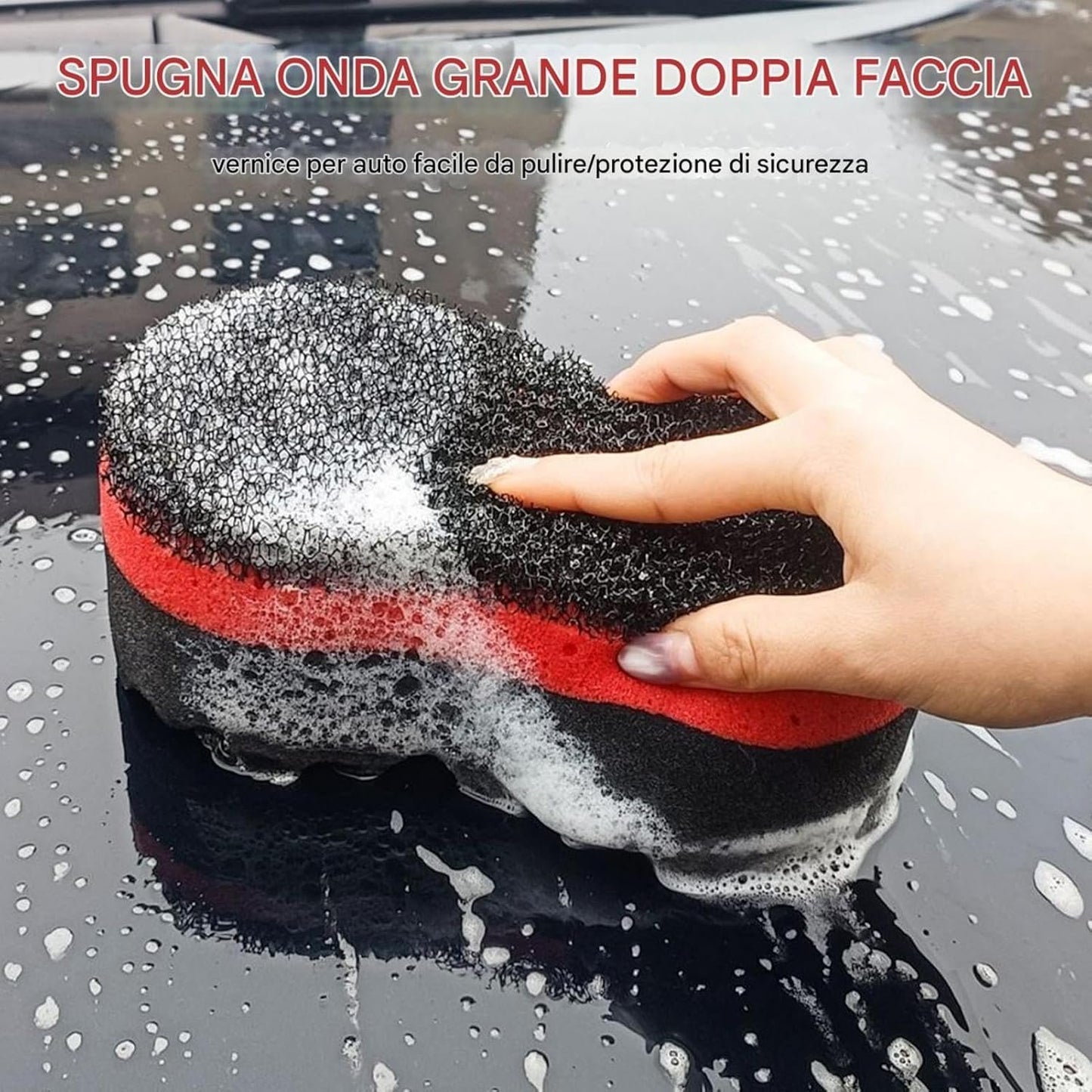 Car Wash Sponge, Buffing Sponge, 8.27-Inch Honeycomb Wax Applicator Pad, Auto Detailing Foam for Cleaning, Paint Protection, Fine Polishing, Waxing, Detailing