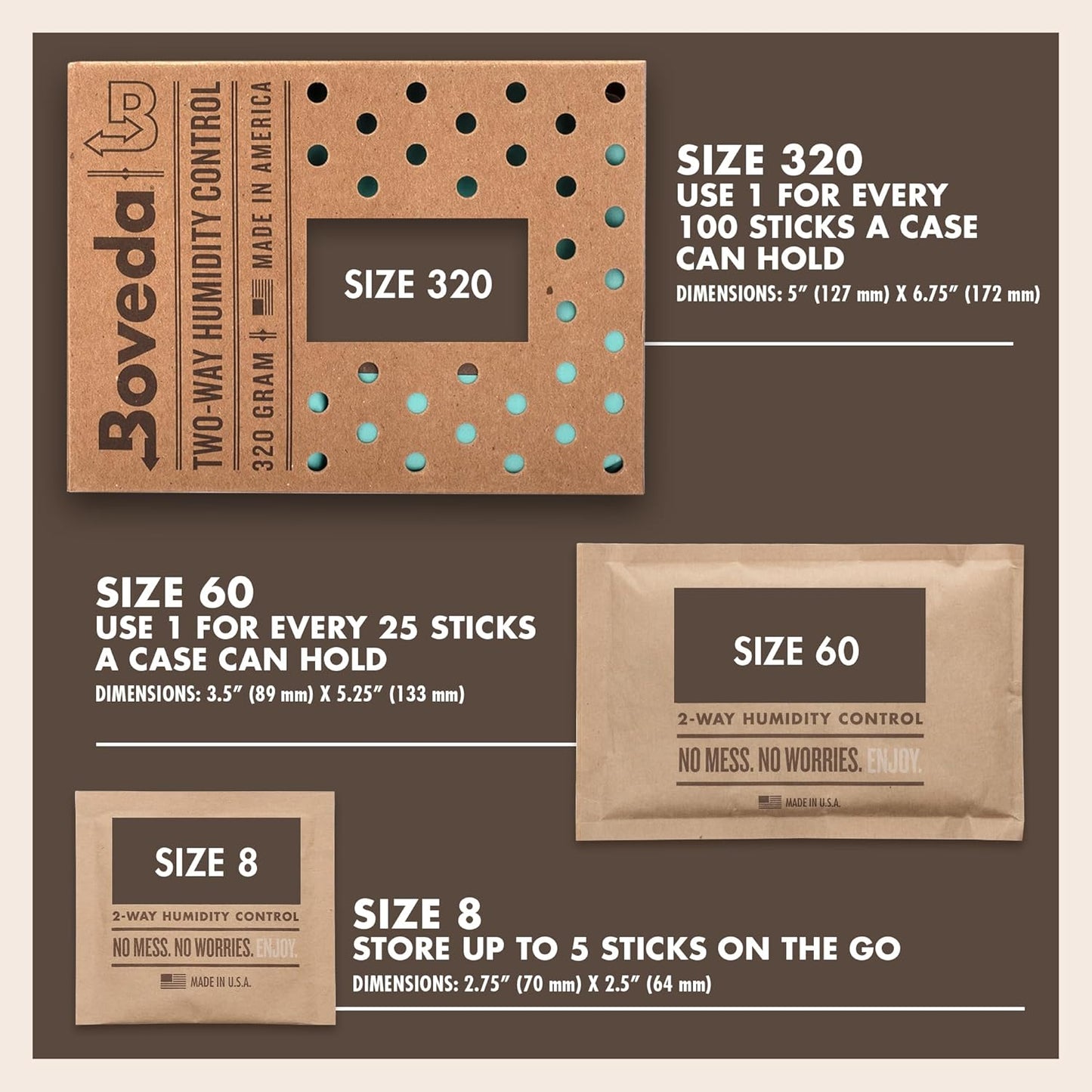 Boveda 65% RH 2-Way Humidity Control | Size 60 for Use with Every 25 Cigars a Humidor Can Hold | Patented Technology for Humidors | 4-Count Resealable Bag
