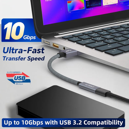 ULTIENCE USB-A to USB-C Cable Adapter [10Gbps] – High-Speed USB 3.2 Converter with 10Gbps Data Transfer & 60W Fast Charging, Compatible with Laptops, PCs, Flash Drives (0.5 m, Grey)