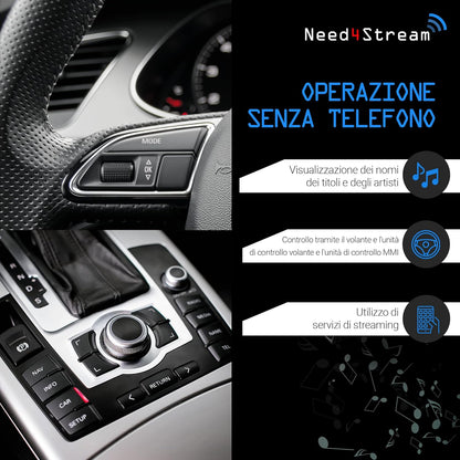 Need4Stream, N4S300A_2G AD2P Bluetooth Audio Interface with Title List Compatible with Audi MMI 2G, Audi Music Interface AMI Adapter, Compatible with iPhone and Android Smartphones