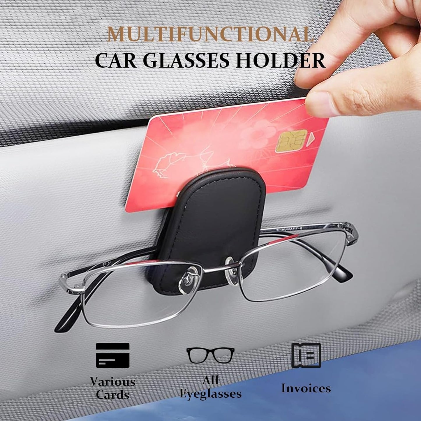 TUGUAI Sunglasses Holder for Car Visor 2 Packs, Glasses Clip for Cars,Auto Interior Accessories Universal for SUV Pickup Truck, Black