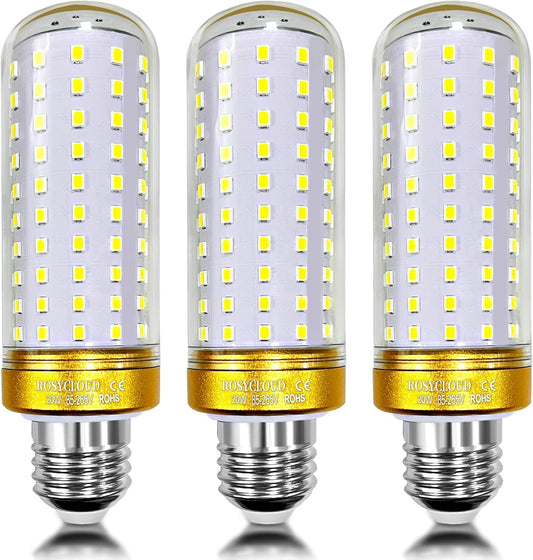 ROSY CLOUD E27 LED Bulb,20W Equivalent 200W Halogen Bulbs, 2400LM, Corn Light Bulbs E27 for Home, Warehouse, Garden Lighting (3-Color Dimming-E27-3 Count-Pack of 1)