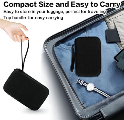 Teskyer Hard Electronic Travel Organizer Case, Waterproof Portable Travel Cable Cord Organizer case Bag Pouch, for USB Flash Drive, Cords, Chargers, Phones, Earphones (Black, Large:9.0*5.7*2.55inch)