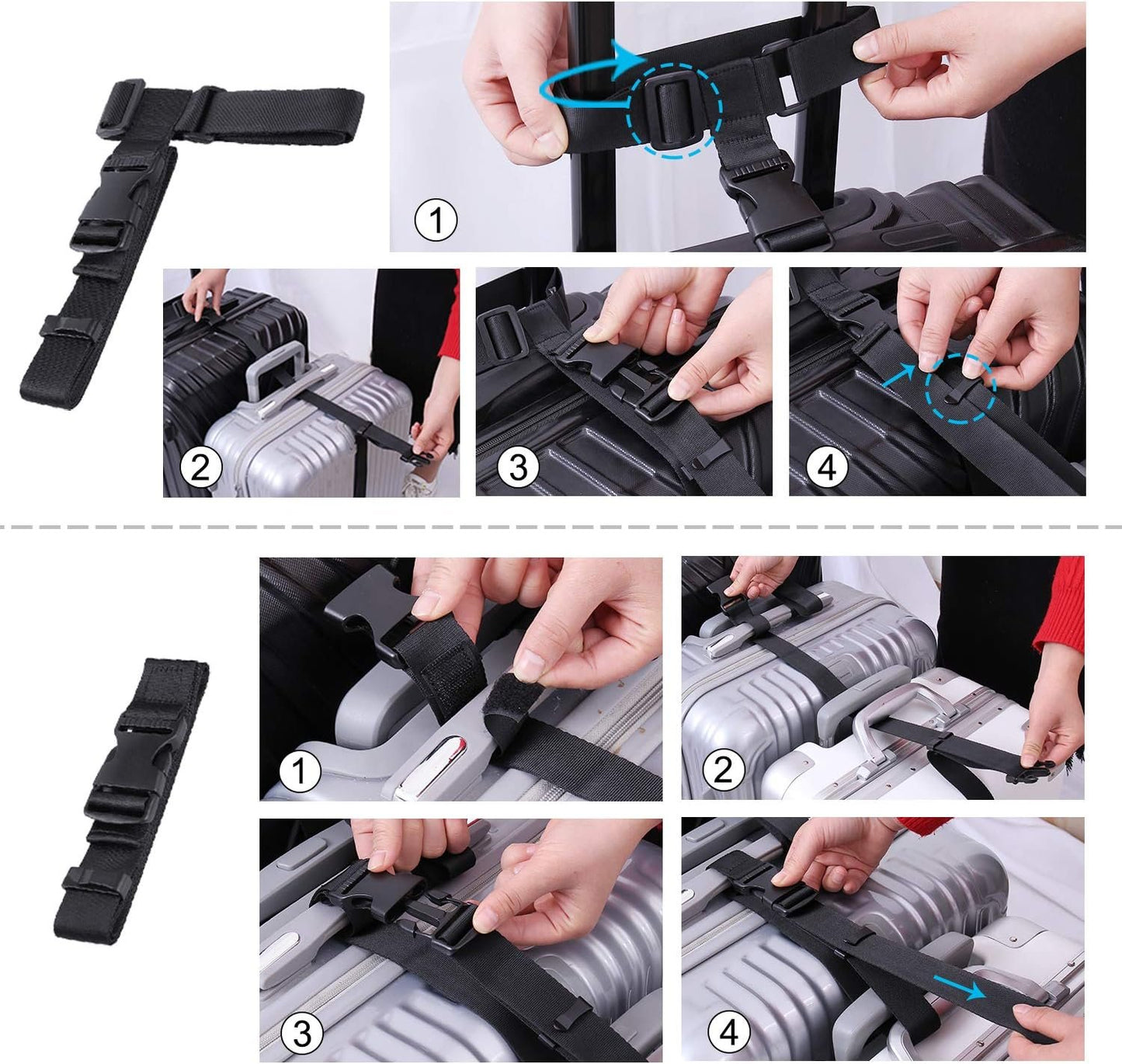 Vigorport Luggage Connector, Straps for Suitcase, Add A Bag Adjustable Attachment Accessories 1.25" Endless for Connect Your 3 Luggage Together-2 Pack