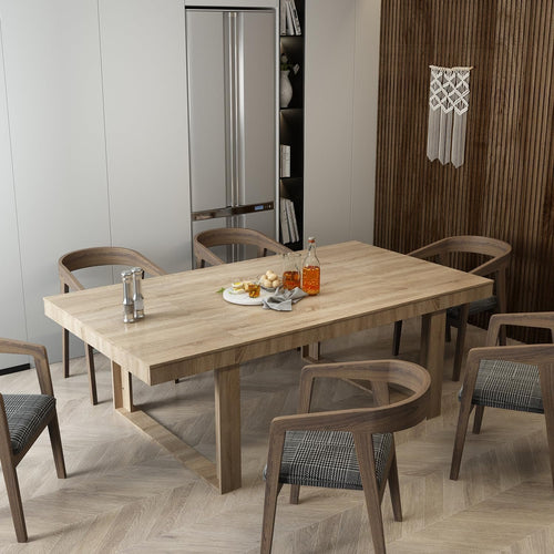 Hitow 86.6-Inch Rectangular Dining Table for 8-10 People, Wood Kitchen Table With Thicken Tabletop, Office Conference Room, Dining Room Living Room, Wood Color