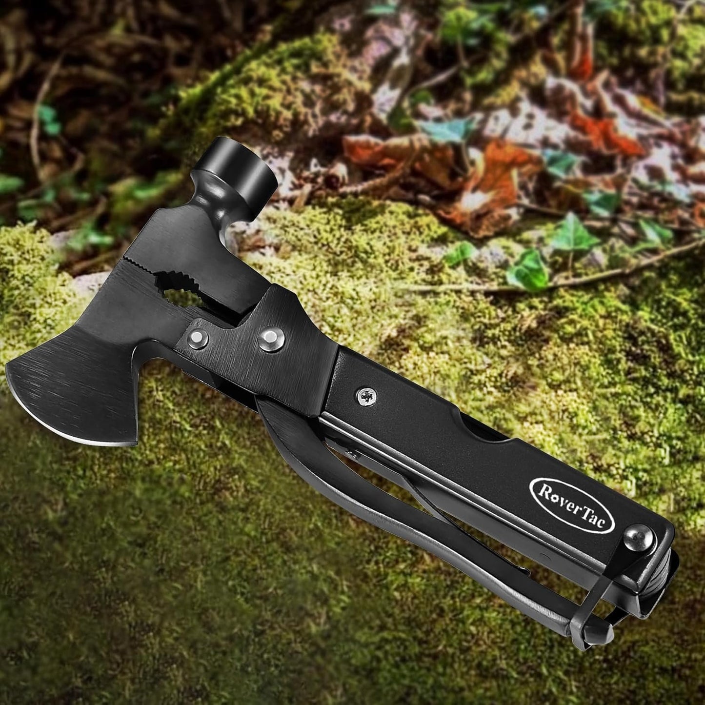 RoverTac Multitool Axe Hatchet Camping Gear Tool Gifts for Men Dad Him 14-in-1 Multi Tool Knife Hammer Pliers Saw Screwdrivers Bottle Can Opener Nylon Sheath Multitool for Camping Hiking Survival