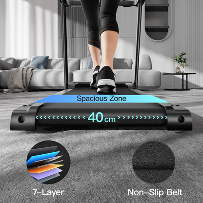 Umay - Folding Electric Treadmill 14km/h, 3.0HP/2200W with Heart Rate Monitor, APP and Speaker, Silent Walking Mat with 12 Programs, Max Load 136kg