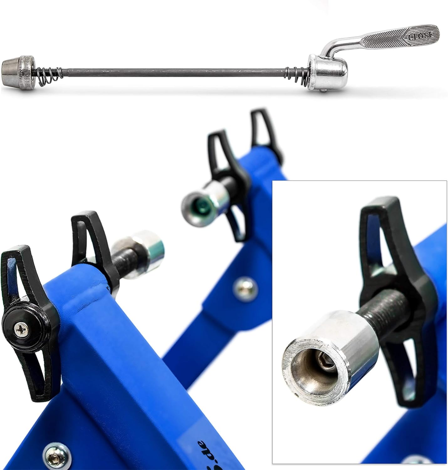Relaxdays Indoor Bicycle Resistance Trainer, 6 Gears, for 26-28" Wheels Indoor Cycling Stand, Cardio Workout, Blue/Green