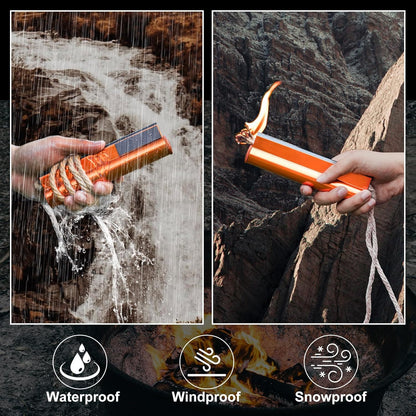 Fire Starter with Compass,Survival Tool Fire Starter Kit,Waterproof Tinder Wick Rope Fire Starter,All-Weather Magnesium Ferro Rod Fire Starter