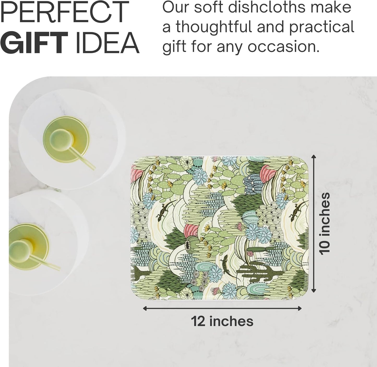 Kind Home Goods Reusable Cloth Towels - 12' x 10' Cotton Flannel Kitchen Cloth - 24 Count - Cactus