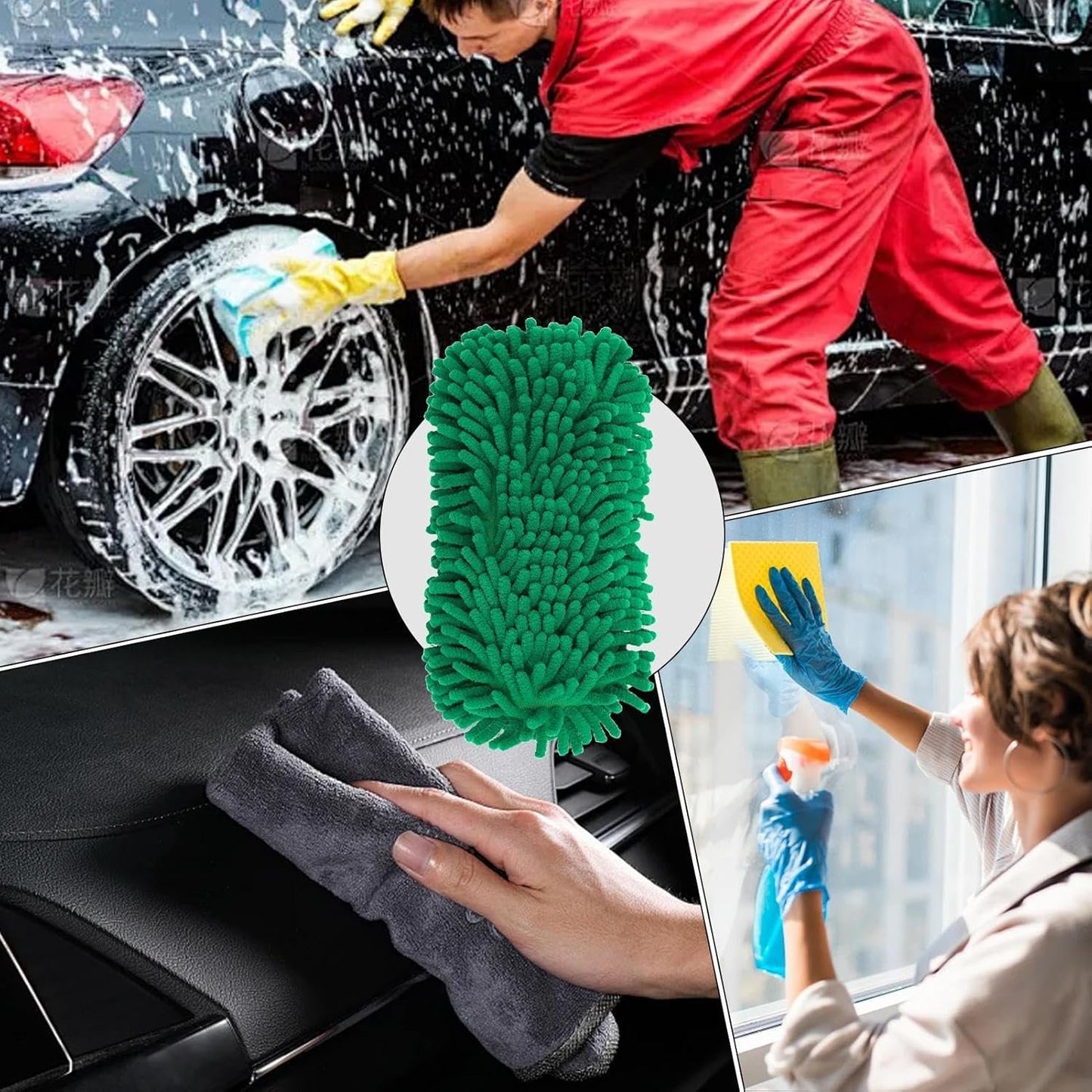 Sponge Car Wash, Purpose Detailing Pads, 10 x 4.92 cm Large Scrubber Sponge, Soft Non Scratch, Highly Absorbent Material for Vehicle Glass Kitchen Cleaning Use