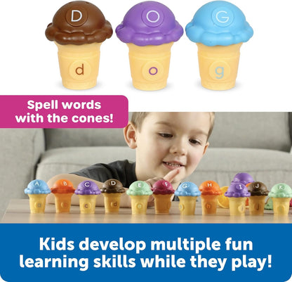 Learning Resources Mini Letter Scoops, 52 Pieces, Ages 3+,Preschool Learning Toys, Stacking Toys, Montessori Toys
