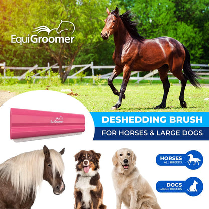 EquiGroomer Large 9" Shedding/Grooming Tool for Horses (Pink)