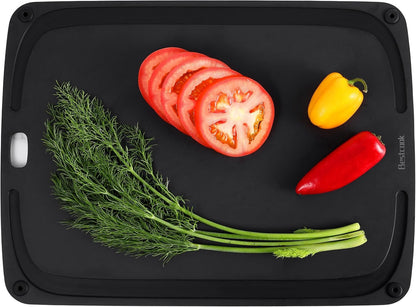 BESTCOOK Wood Cutting Board for Kitchen, High Density Non-Porous Wooden Fiber Chopping Board with Juice Groove and Non-Slip Feet, BPA Free, Dishwasher Safe, Knife Friendly for Meat Bread Fruit, Wood