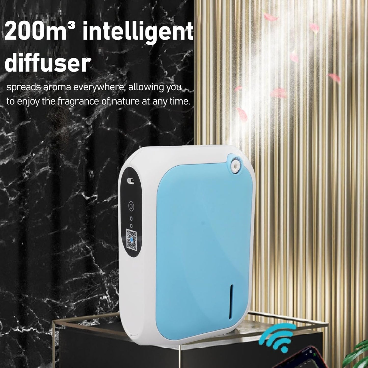 XS105 Atomizing Essential Oil Diffuser, Smart Scent Air Machine for Home, Waterless Essential 140ML Oil Diffuser with 4 Speed Adjustment and BT APP Control for Hotel SPA (Blue)