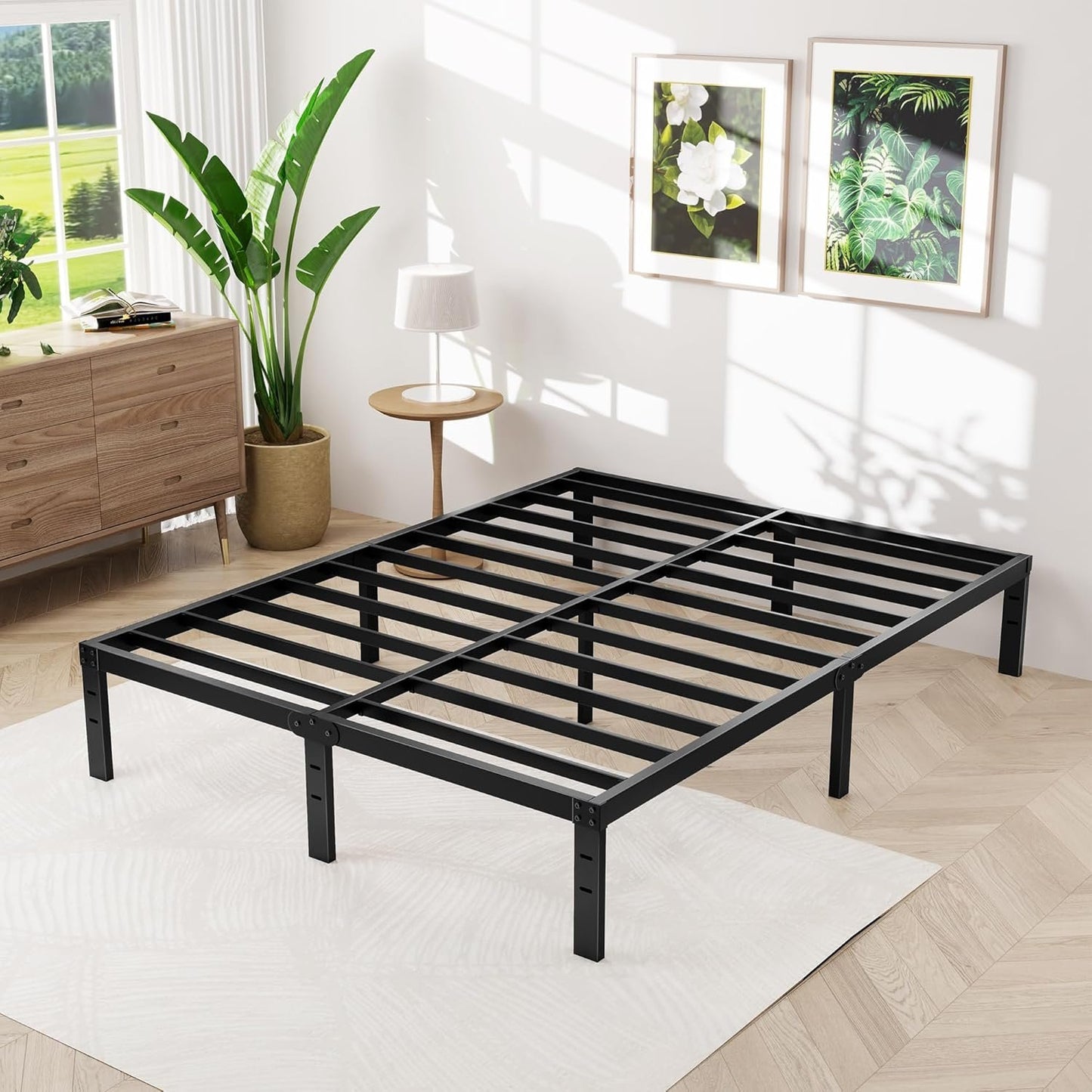 King Size Bed Frame, 14 Inch King Bed Frame with Underbed Storage, Heavy Duty Metal Platform Bed Frame No Box Spring Needed, Noise Free - Easy Assembly