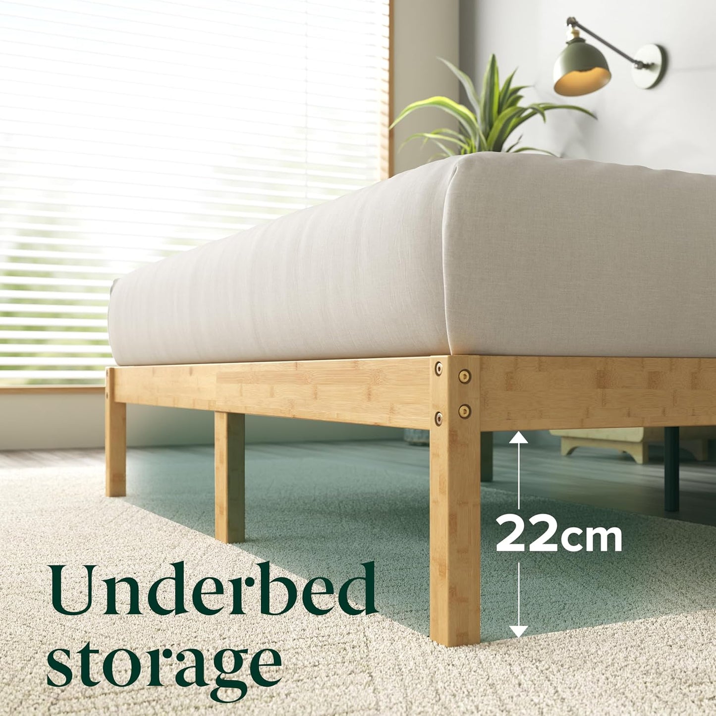 Zinus Queen Bed Frame, Bamboo Wood Base Bedroom Furniture Wooden Home Timber Frame
