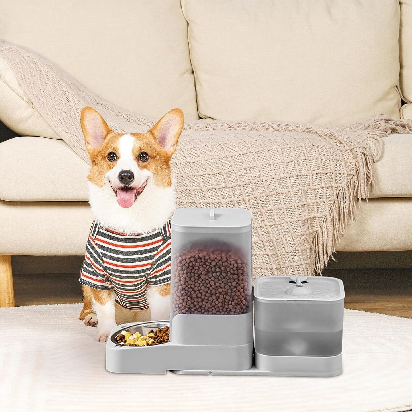 Automatic Cat Food Dispenser, Dog Food Dispenser Automatic Feeder, Drinker Waterer Large Capacity Pet Supplies, Storage Container for Kitten Puppy Feeding Watering