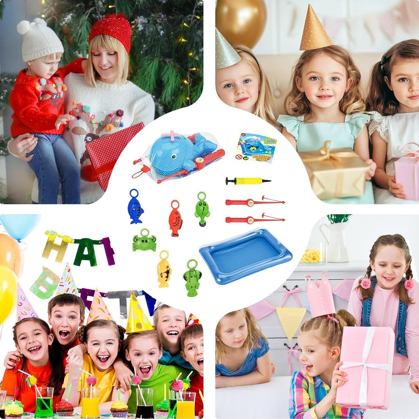 Toddler Fishing Toy Set – Inflatable Swimming Fish Pool Game with Hand Pump | Water Table Bathtub Toy for Summer Outdoor Play, Bath Time Fun & Kiddie Party Favors – Interactive Bath Game for Boys & Gi