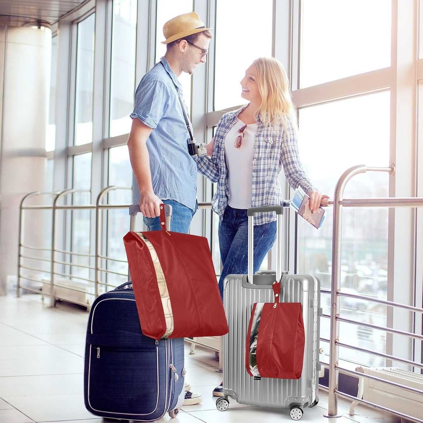 Darkred 3pcs Travel Packing Storage Bags Collapsible Bags For Closet Ziplock Bags Home Organization