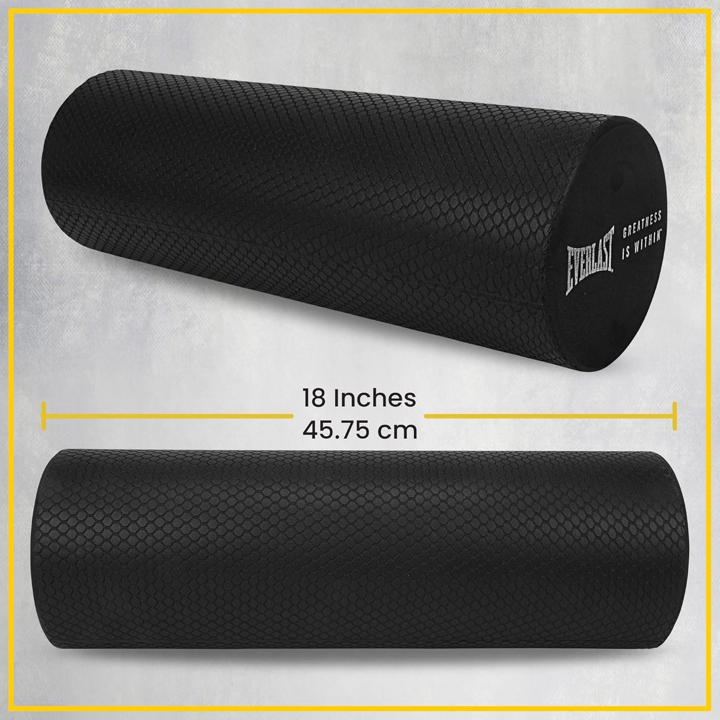 Everlast FIT 18-Inch Premium EVA Foam Roller - Enhance Posture & Relieve Muscle Tension, Ultimate Home Gym Accessory for Neck & Leg Massage, Pilates, Yoga, & Relaxation, Warm-Up & Recovery Tool