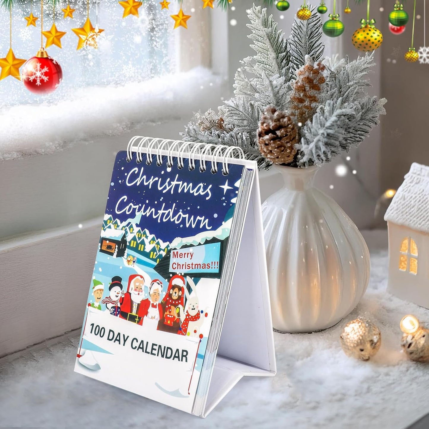 KufaerBeam Christmas Calendar 2024 100 Days Countdown Calendar Christmas Advent Calendar Countdown for Kids, Christmas Party Gifts for Home, Office, Room