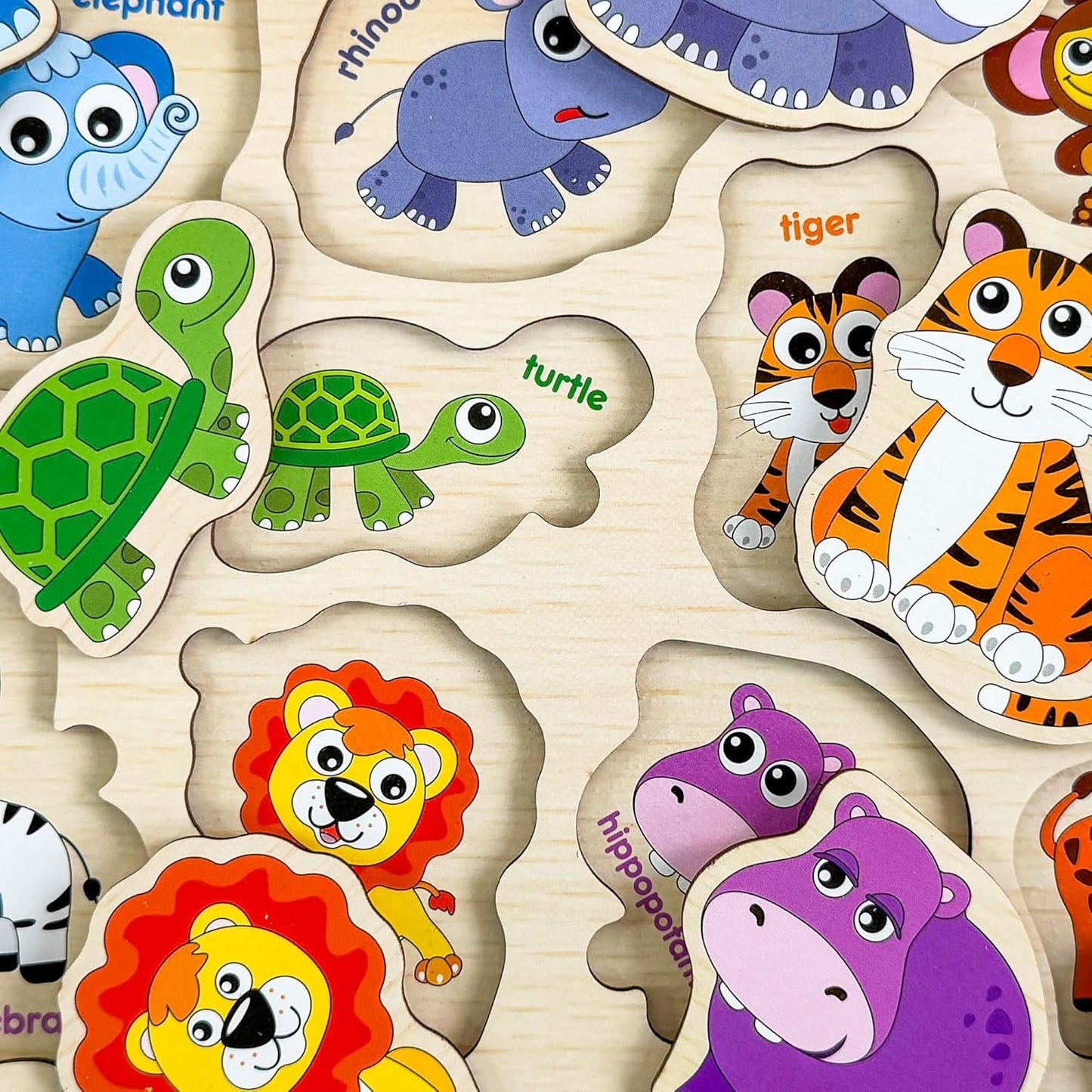 QUOKKA Wooden Puzzle for Toddlers 1-3 – Pegged Puzzle for Kids Ages 3-5 – Animal Safari Learning Toy – Realistic Educational Game for Boys & Girls