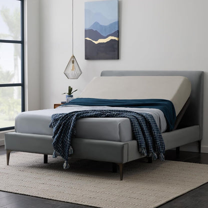 LUCID L600 Adjustable Bed Base Frame - Bluetooth Compatible with Companion App - Head and Foot Incline - Massage - Under Bed Lighting - Dual USB Charging Stations - Upholstered - Ergonomic, Queen