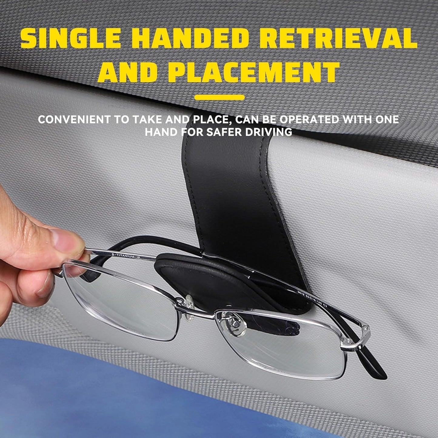 KAQISI Sunglasses Holders for Car Sun Visor, Leather Eyeglasses Hanger Mounter, Magnetic Glasses Holder and Ticket Card Clip, Auto Interior Accessories Universal for SUV (Carbon Fiber)