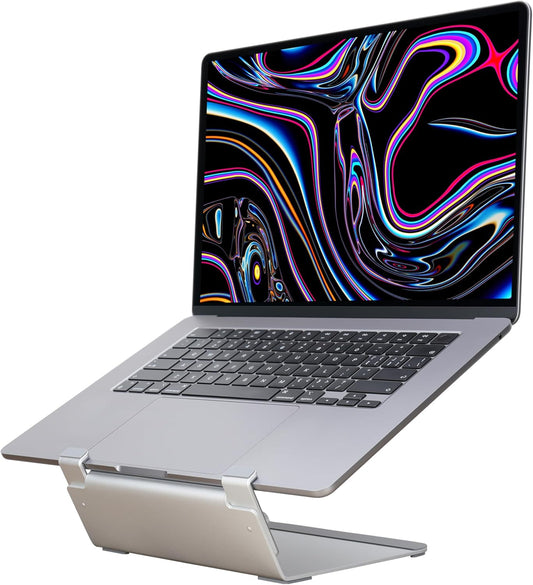 Psitek Ergonomic Laptop Stand – 3mm 6061 Aluminum, Raise The Laptop, Cooling Design, Fits Up to 17-Inch Laptops, Stable and Secure, Patented Space-Saving