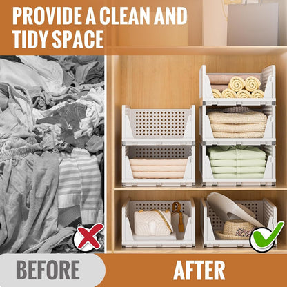 Neprock 4 Pack Stackable Storage Bins, Closet Organizers Plastic Storage Drawers Stackable Drawers, Wardrobe Closet Organizers and Storage for Clothes, Bedroom, Kitchen, Office, Bathroom(4L)