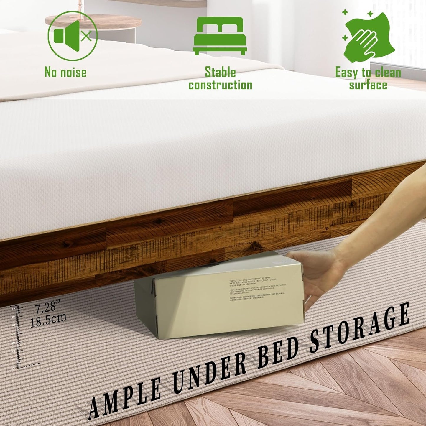 Acacia Sierra King Size Bed Frame with Adjustable Headboard, 800 lbs Capacity Farmhouse Signature Bedroom Furniture Solid Wood Bed Compatible with All Mattress Types, Non-Slip and Noise-Free, Walnut