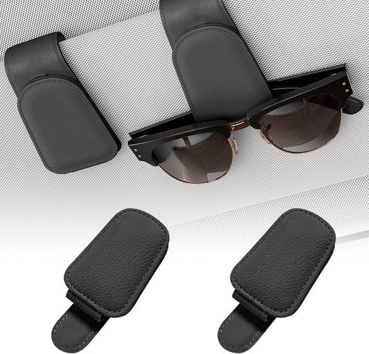 TUGUAI Sunglasses Holder for Car Visor 2 Packs, Glasses Clip for Cars,Auto Interior Accessories Universal for SUV Pickup Truck, Black