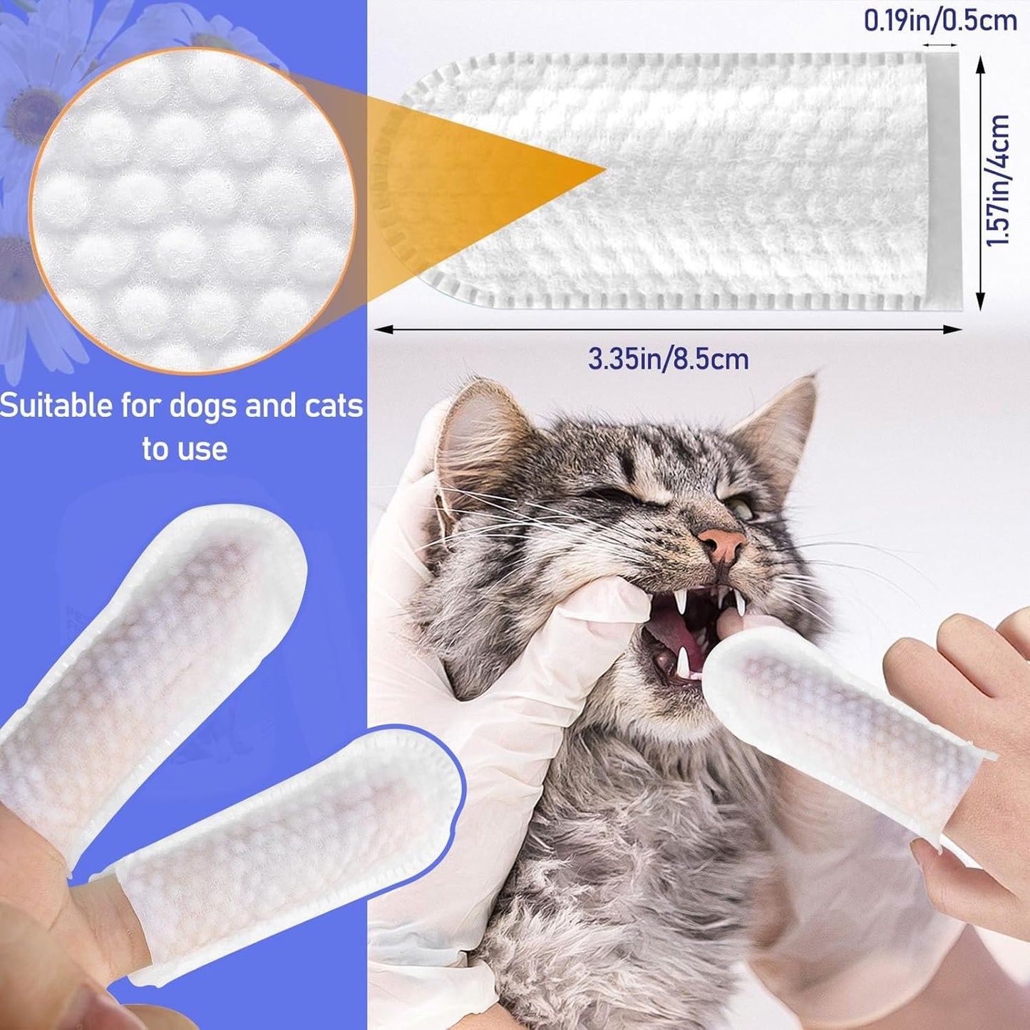 Havenfly Teeth Cleaning Finger Wipes 50pcs for Dogs & Cats, Disposable, Removes Bad Breath, Gentle Cleaning, Gum Care, Promote Pet Oral Hygiene