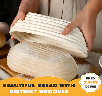 KOACKL Sourdough Bread Starter Kit, 9 Inch Round and 10 Inch Oval Banneton Proofing Bread Baskets, Sourdough Proofing Basket with Sourdough Tools, Perfect for Professional Bakers Home Enthusiasts