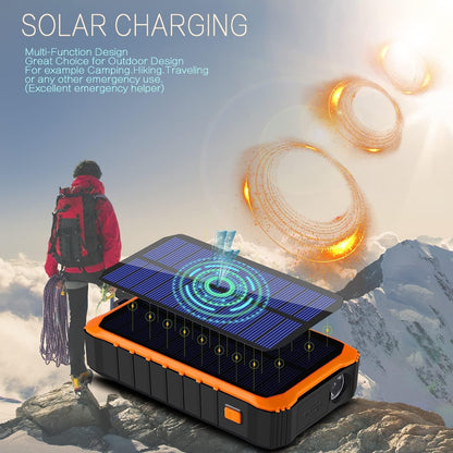 Solar Charger Power Bank Camping Gear Solar Chargers for Cell Phone and Electronic Devices Portable Outdoor Activities (14.5x8x3.5CM(5.7x3.14x1.37IN), Orange)