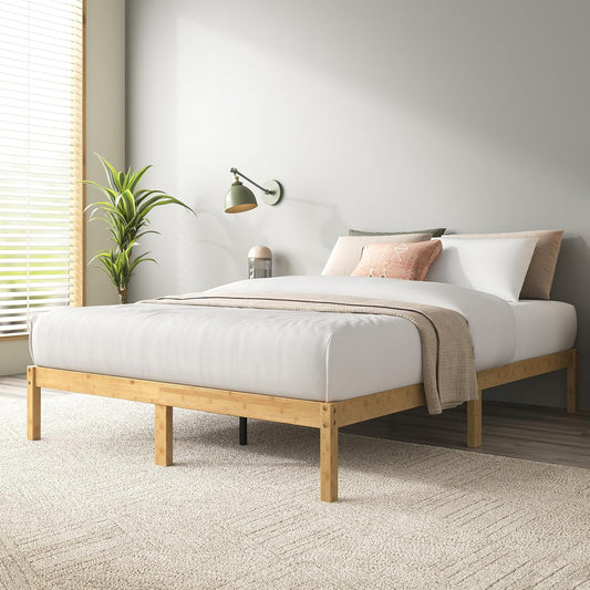 Zinus Queen Bed Frame, Bamboo Wood Base Bedroom Furniture Wooden Home Timber Frame