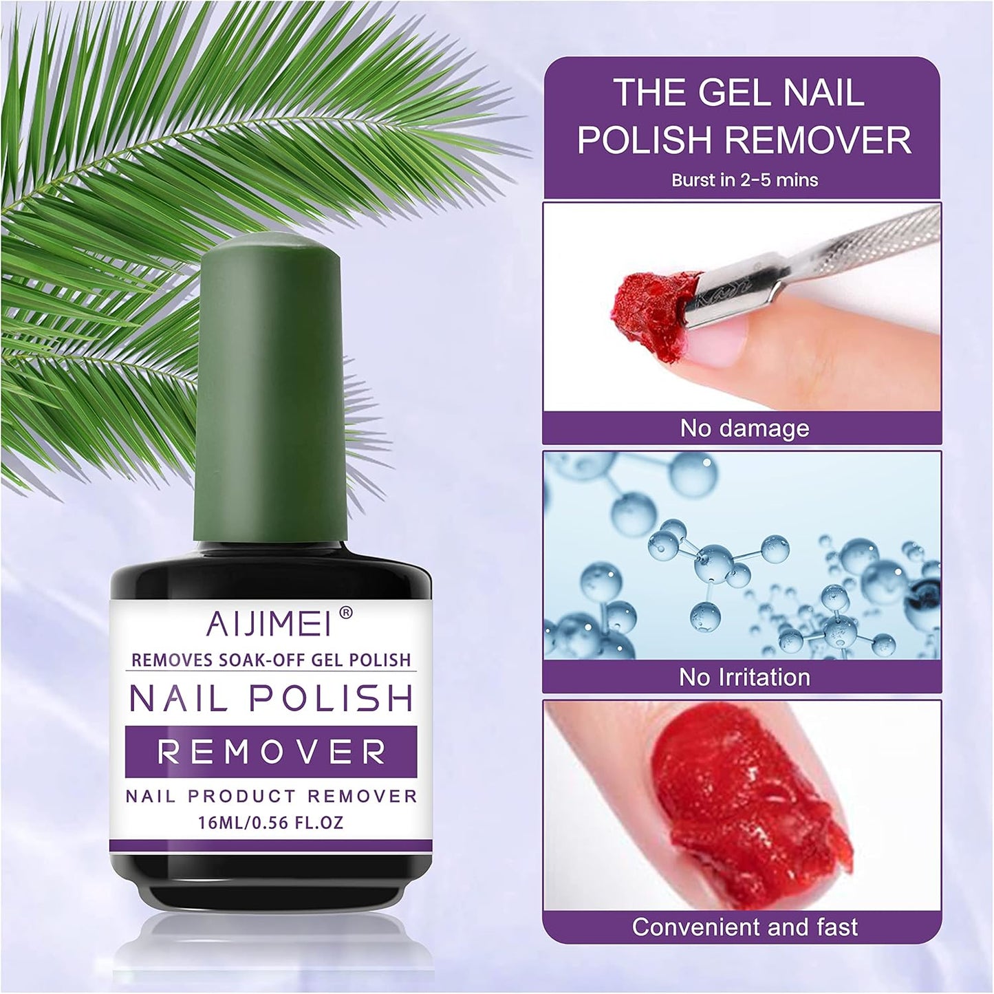 AIJIMEI Gel Nail Polish Remover-15ml/0.5fl.oz Nail Gel Polish Remover Kit Remover Quickly Nail Care with Nail Glue Remover,Nail Cuticle Oil,Nail Polish Remover Pads for Nails