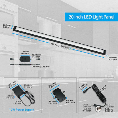 EShine 1 Pack 20 inch Black Smart Dimmable LED Under Cabinet Lighting Kit Compatible with Alexa, Google - Light Color Warm White (3000K)